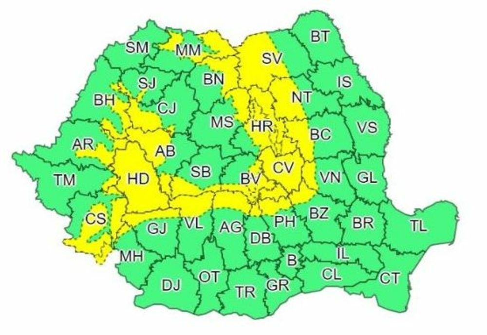 Cod galben de la ANM – Vin furtuni și ploi torențiale peste România